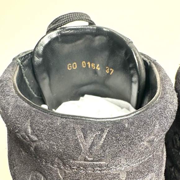 Louis Vuitton Black Leather/Suede Cliff Top Wedge Sneakers | 37 - Picture 3 of 9